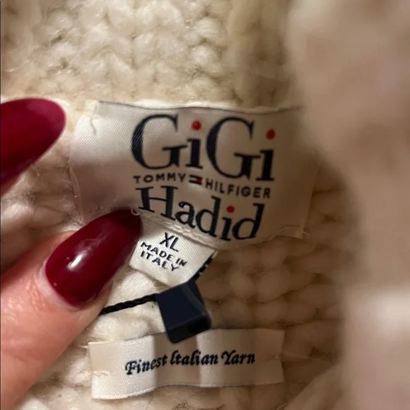 NWT Gigi Hadid X Tommy Hilfiger Chunky ITALIAN wool alpaca SOFT cableknit CREAM - Picture 11 of 14